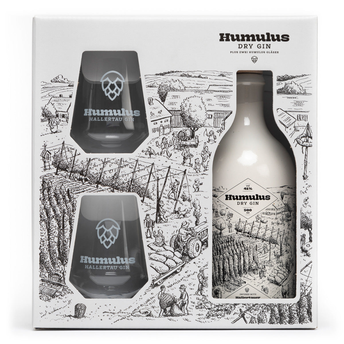 HUMULUS Dry Gin - Gin & Gläser Geschenk-Set